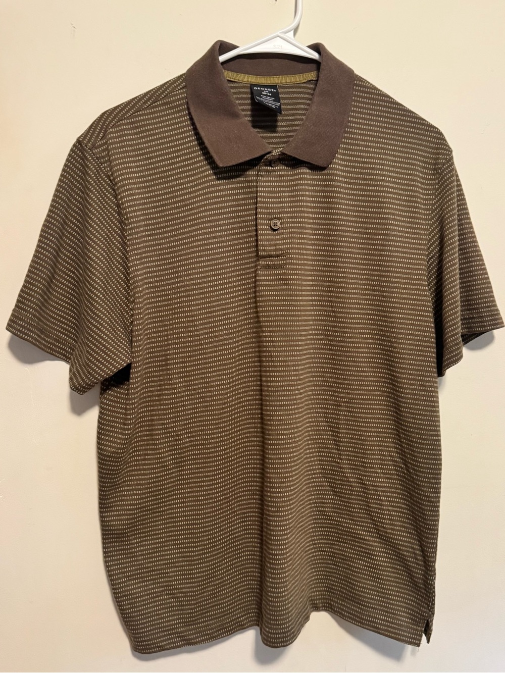 George Men's Brown Striped Polo with Contrast Collar